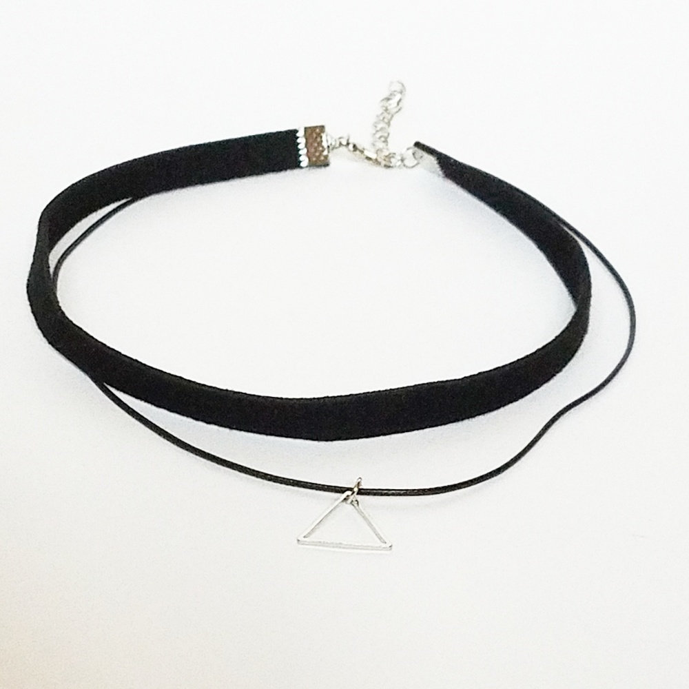 Choker  Triangle Charm Necklace Black